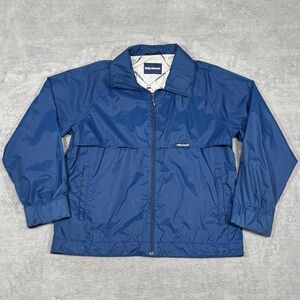 VTG Helly Hansen Helly Tech Navy Blue Waterproof Shell Jacket Men L Outdoor Rain